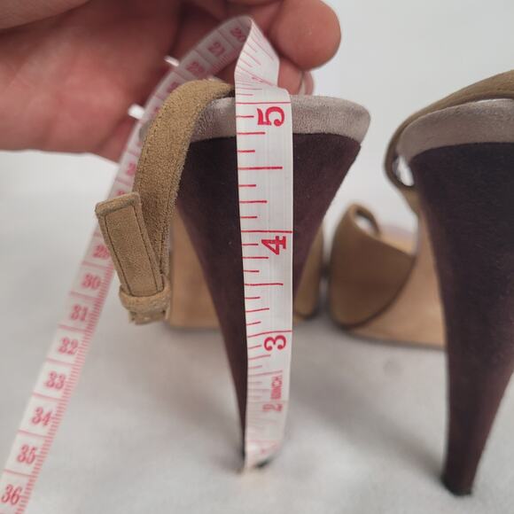 Bally Tan Suede Open Toe High Heeled Sandals Size 8 - Picture 6 of 7
